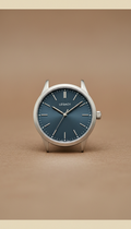 Slate blue dial architectural watch