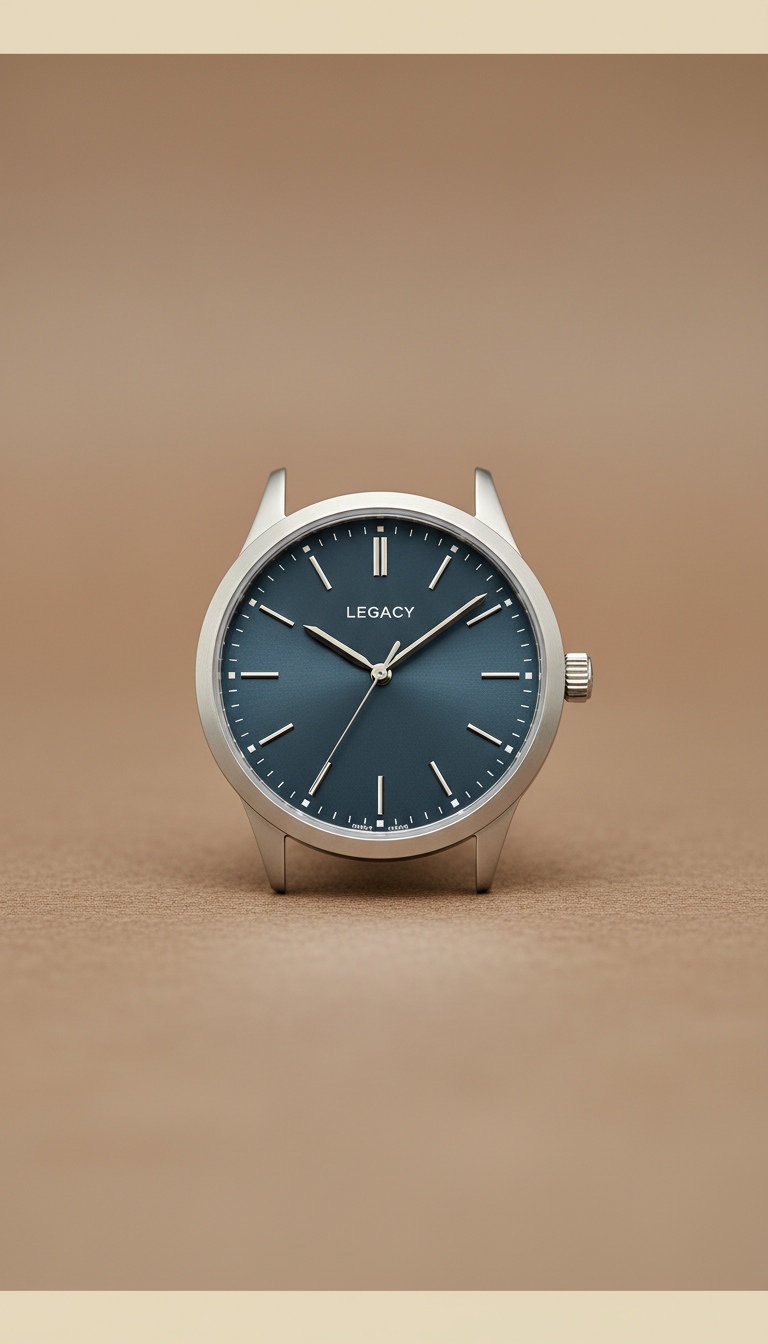 Slate blue dial architectural watch