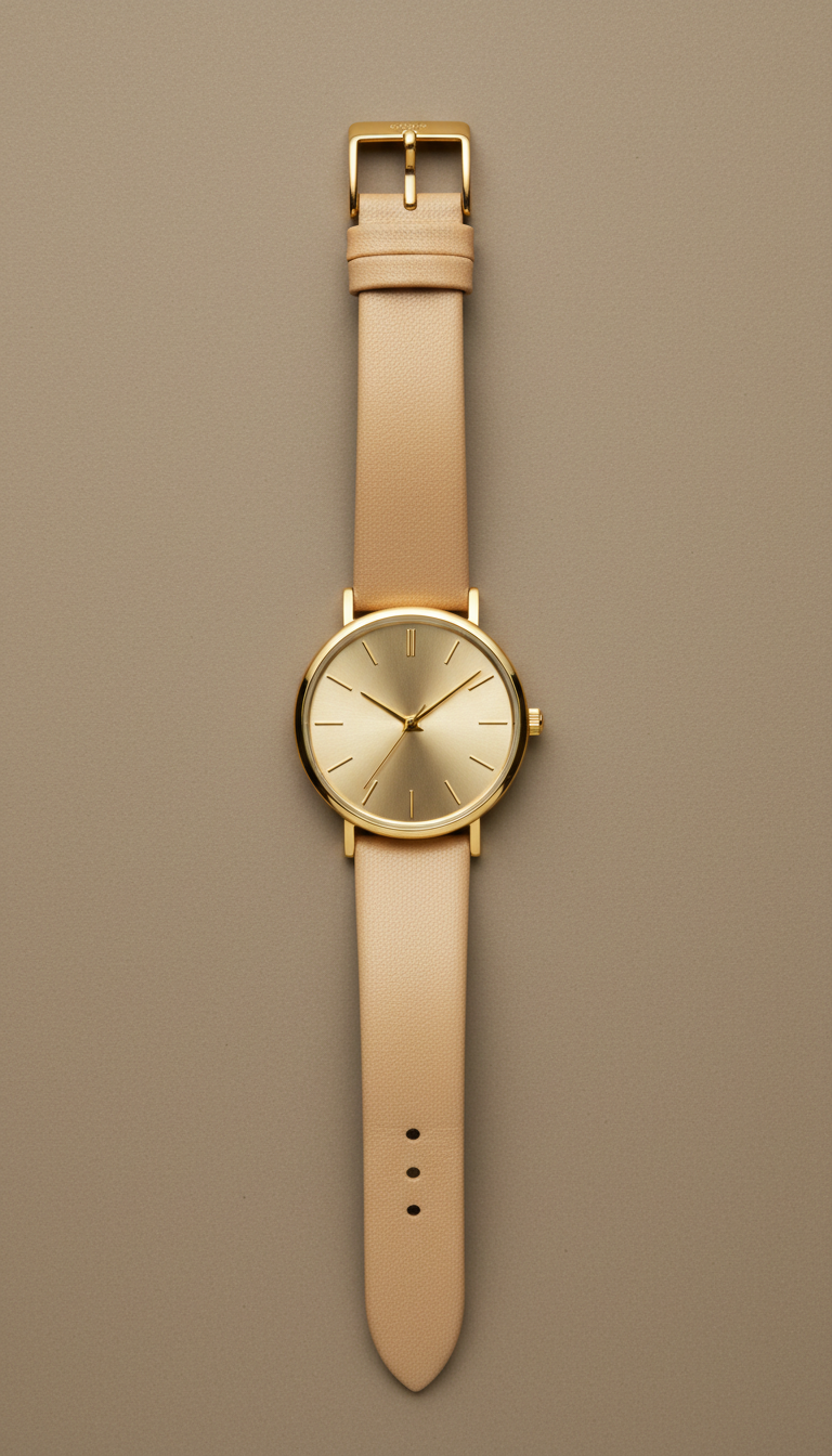 Champagne gold leather watch
